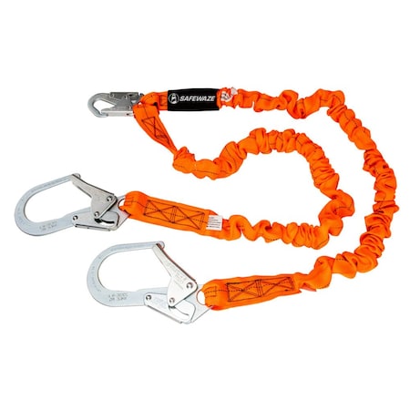 Safewaze Energy Absorbing Lanyard, 6 ft. Length, Stamped Steel, 2 Leg(s) FS88596